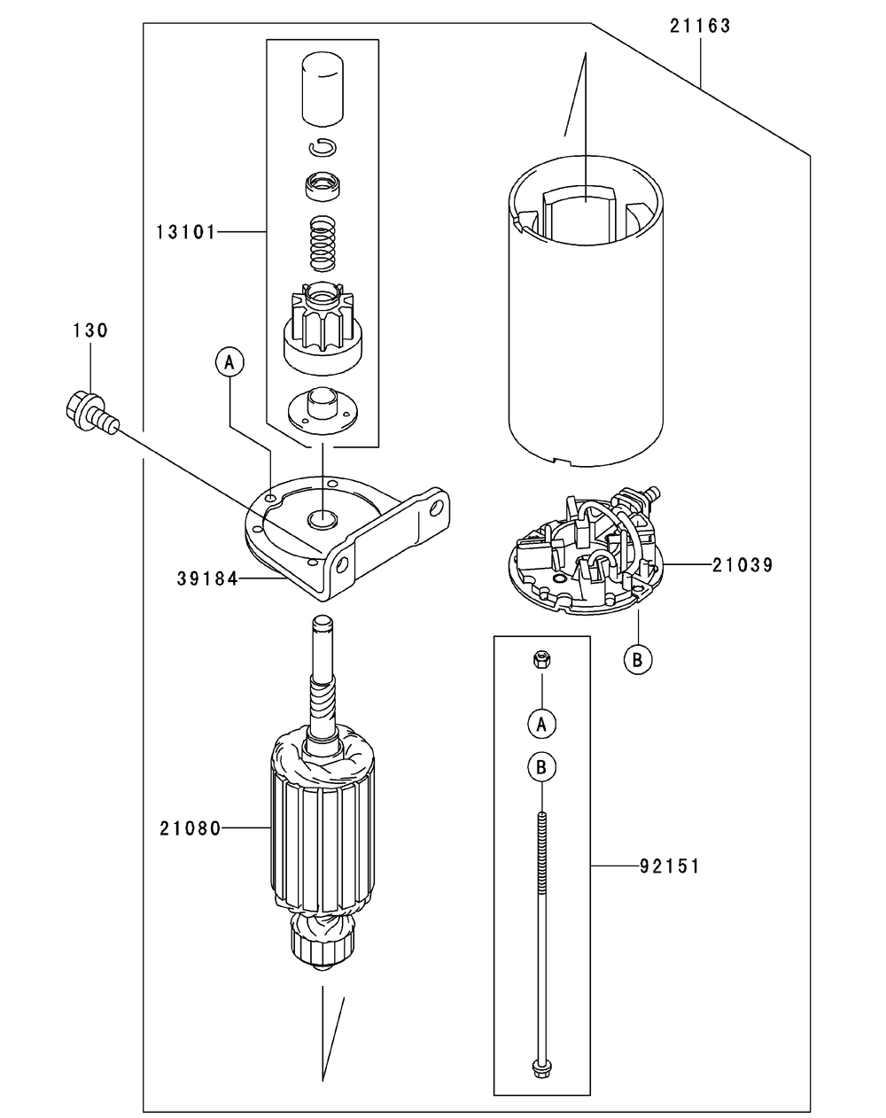 Kawasaki Fh580v-As05 Starter Diagram and Parts List for ENFORCER44 53BI3AGF050-19HP Cub Cadet Lawn Tractor